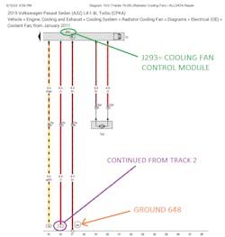 Figure 2- Components are labeled in alphanumeric characters that will remain the same across DIN wiring diagrams. At the bottom, the numbers surrounded by the square and the circle represent a callout of where that circuit continues. Figure 2- Components are labeled in alphanumeric characters that will remain the same across DIN wiring diagrams. At the bottom, the numbers surrounded by the square and the circle represent a callout of where that circuit continues.