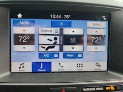 Figure 6- Here is the 8' touchscreen opened to climate control screen on a DATC system. Figure 6- Here is the 8' touchscreen opened to climate control screen on a DATC system.