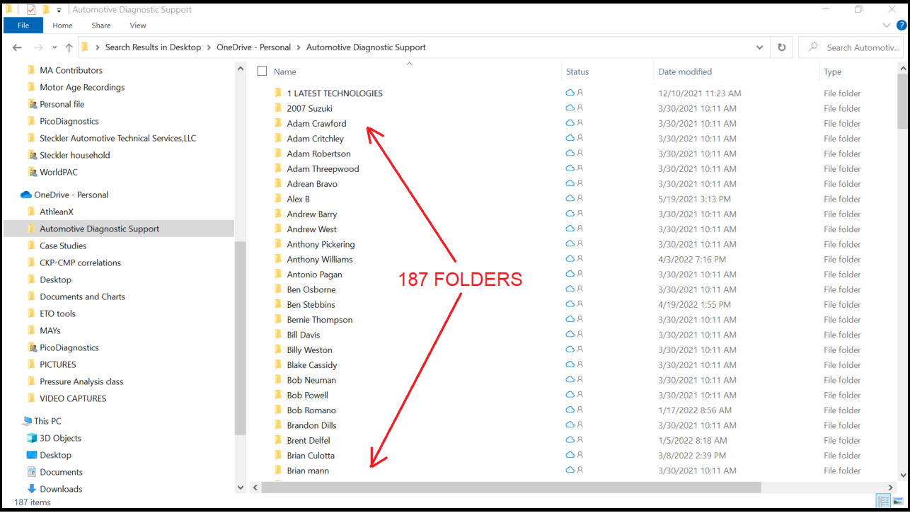 Figure 7- Organizing data in folders allows for a logical filing system that will serve you well for years and allow you to easily recall information in just a few moments.