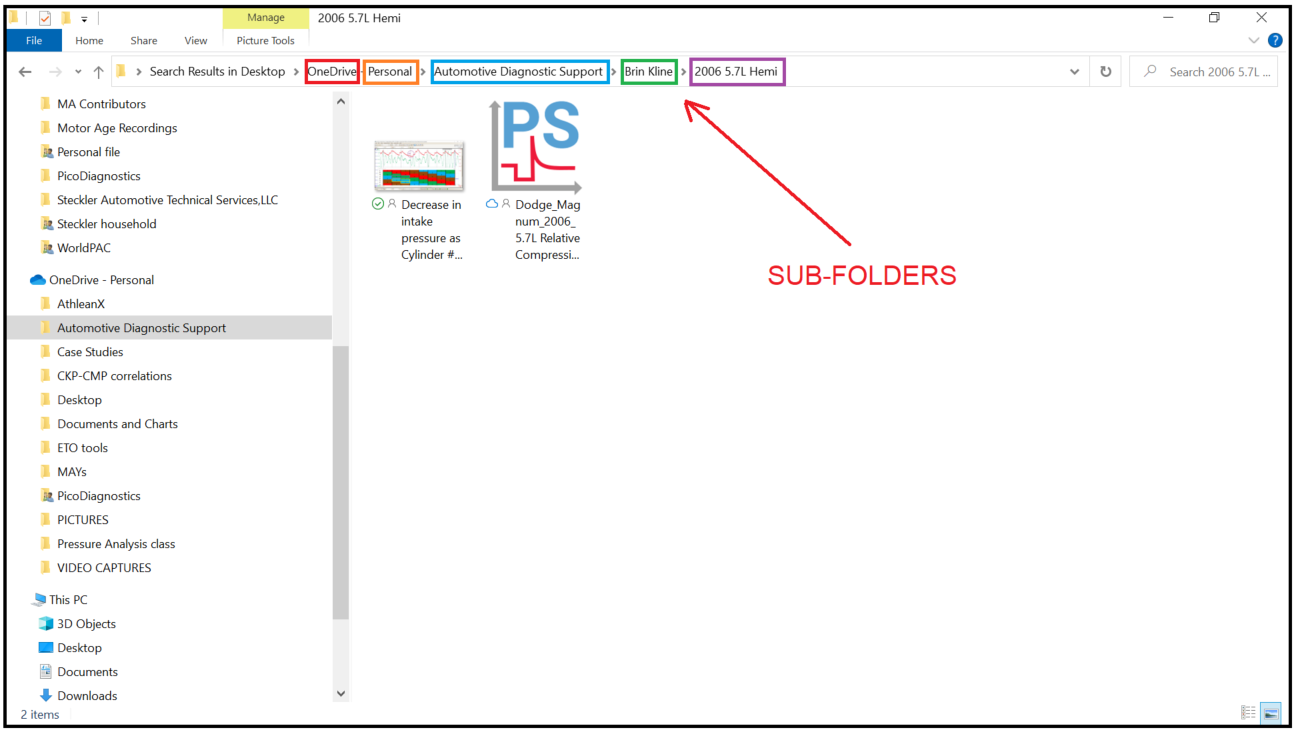 Figure 8- In this example, each one of my friends I offer assistance to has a subfolder for each vehicle-challenge they present to me. This organization process helps keep me sane.