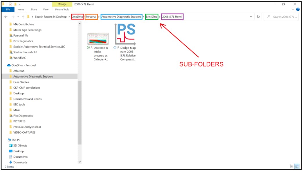 Figure 8- In this example, each one of my friends I offer assistance to has a subfolder for each vehicle-challenge they present to me. This organization process helps keep me sane.