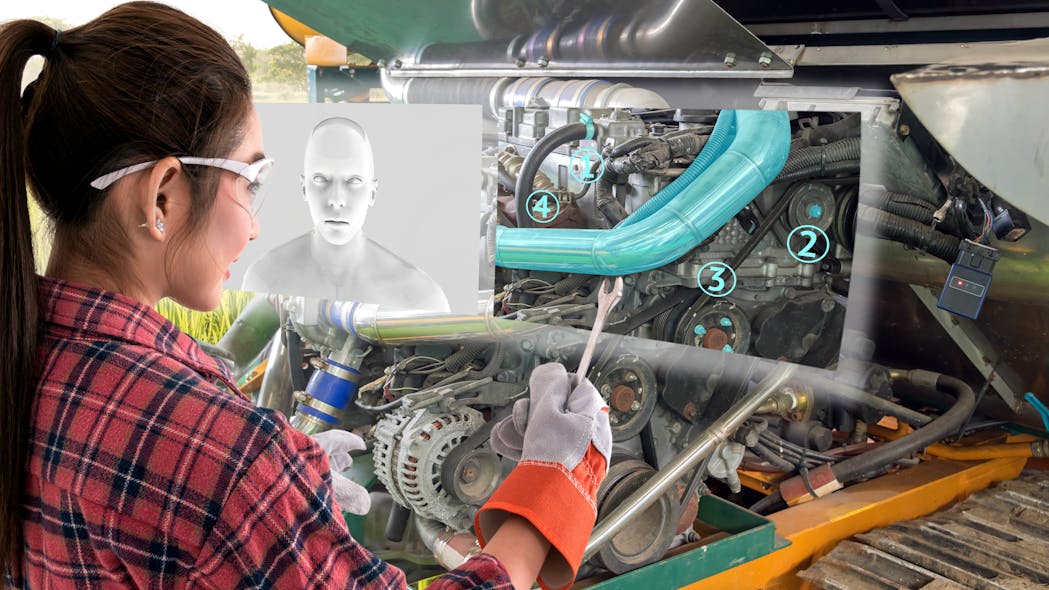 Figure 2- Augmented reality glasses being used to diagnose an internal combustion engine in the field.