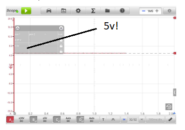 Figure 11- After disconnecting the rear air mix motor, the 5V reference voltage returned.