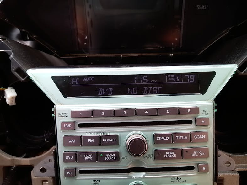 Figure 12- View of front HVAC module and controls with 5V reference restored (temp displays now active, driver and passenger front).