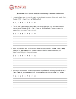 Figure 3- As part of the shop evaluation, here is a customer questionnaire to gauge how well counter staff is keeping to their goals. Figure 3- As part of the shop evaluation, here is a customer questionnaire to gauge how well counter staff is keeping to their goals.