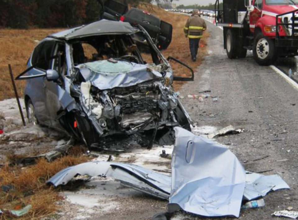 Figure 2- 2010 Honda Fit, picture after roof separated during accident.