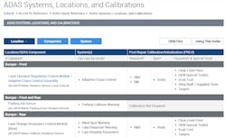 Figure 5- ALLDATA screen shot of ADAS Section. Figure 5- ALLDATA screen shot of ADAS Section.