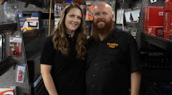 Demoing battery testers can be difficult on the truck, so Downing takes the demos inside to showcase all the product's features. Demoing battery testers can be difficult on the truck, so Downing takes the demos inside to showcase all the product's features.