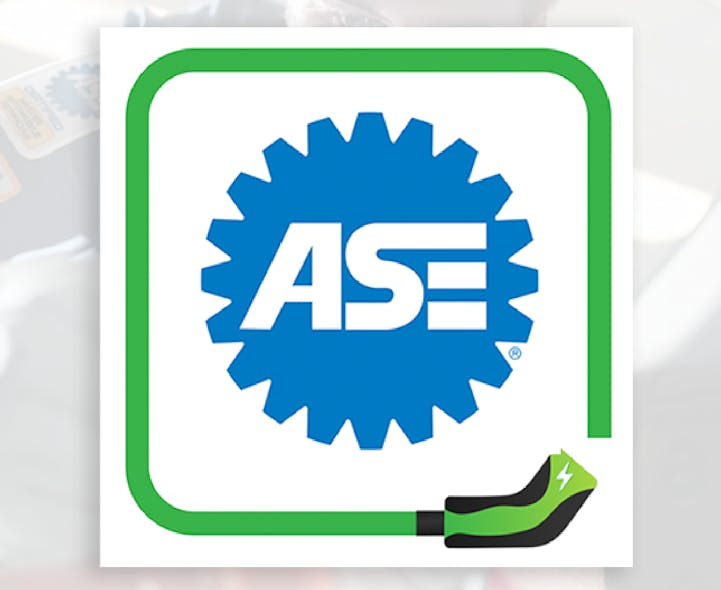 When beginning the transition to servicing electric vehicles, safety certification is a key first step. This is the insignia representing ASE&apos;s xEV certification.