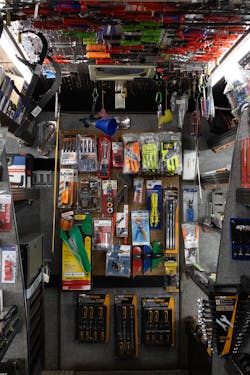 Downing keeps battery maintenance products from Clore's SOLAR line, Midtronics, and sometimes TOPDON on his truck. Downing keeps battery maintenance products from Clore's SOLAR line, Midtronics, and sometimes TOPDON on his truck.