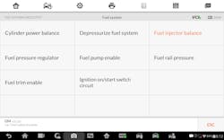 Figure 5- Injector balance test is a great way to discover injector spray issues with little effort, and right form the driver's seat. Figure 5- Injector balance test is a great way to discover injector spray issues with little effort, and right form the driver's seat.