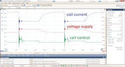 Figure 10- A picture is worth a thousand words. This three-trace scope capture reveals a voltage drop in the positive-feed side of the circuit when energized. This test was very easy to perform and revealed a fault existed and what side of the circuit the fault was located. Figure 10- A picture is worth a thousand words. This three-trace scope capture reveals a voltage drop in the positive-feed side of the circuit when energized. This test was very easy to perform and revealed a fault existed and what side of the circuit the fault was located.