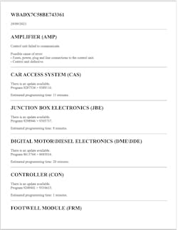 Figure 3- The result of a full vehicle DTC scan. Figure 3- The result of a full vehicle DTC scan.