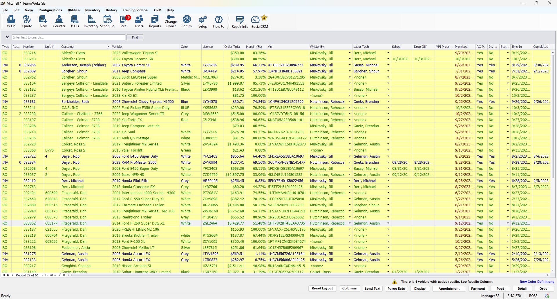 Figure 2- Mitchell 1 &ndash; Work-in-Progress screen to illustrate the time savings of using a management system that integrates works with your information system.