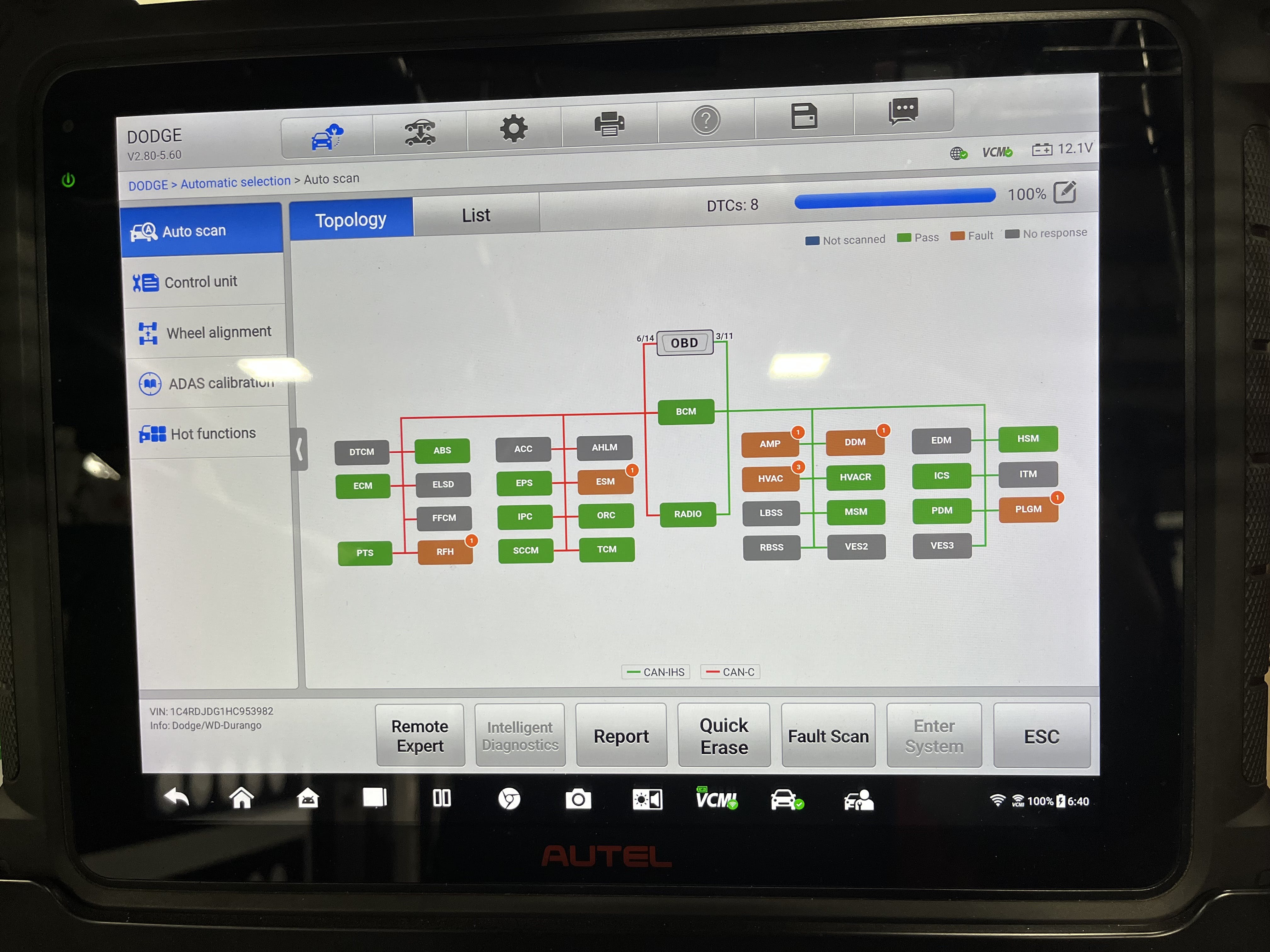 Figure 7- This topology map demonstrates how many computers communicate together on this vehicle and the complexity of the networks they communicate on.