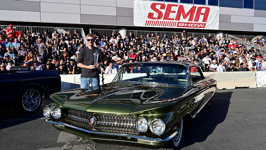 Andy Leach won the 2023 SEMA Battle of the Builders title with his 1960 Buick Invicta Custom X-60. The car took nine years to build at Leach's Cal Automotive Creations shop.