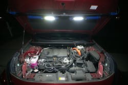 Technicians need a variety of lighting products, like this underhood light from NextLED, to accomplish their repairs each day.