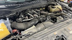 Figure 4 — Ford diesel engine and batteries — Showing that a bad battery or bad battery cable connections can cause strange problems. Figure 4 — Ford diesel engine and batteries — Showing that a bad battery or bad battery cable connections can cause strange problems.