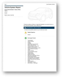 Vehicle system report