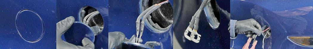 Boosting a dead low-voltage battery on a Tesla will involve gaining access under the trunk. Be aware that different models have different access procedures. This Model 3 involves removing an access point on the lower left front bumper cover. This allows access to attach a booster to the hood release power point wires.