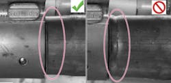 Example of non-GT500 exhaust with ridge. At left is correct engagement. Example of non-GT500 exhaust with ridge. At left is correct engagement.