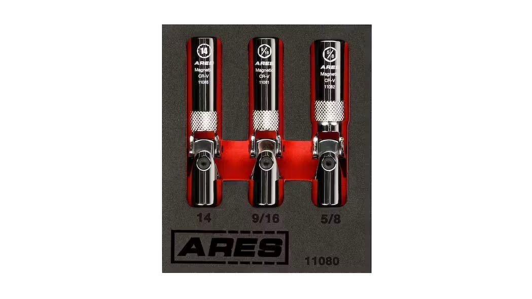 ARES 3-pc Spring Loaded Universal Joint Magnetic Spark Plug Socket Set, No. 11080