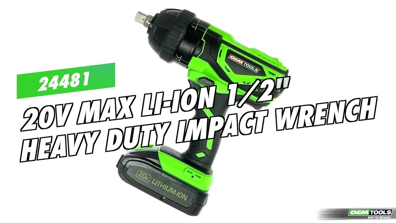 Video: OEMTOOLS 20V MAX Li-ion Heavy Duty 1/2" Drive Impact Wrench, No ...