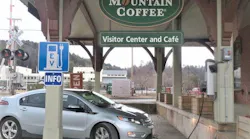 A Chevy Volt recharging at a business location in Vermont.
