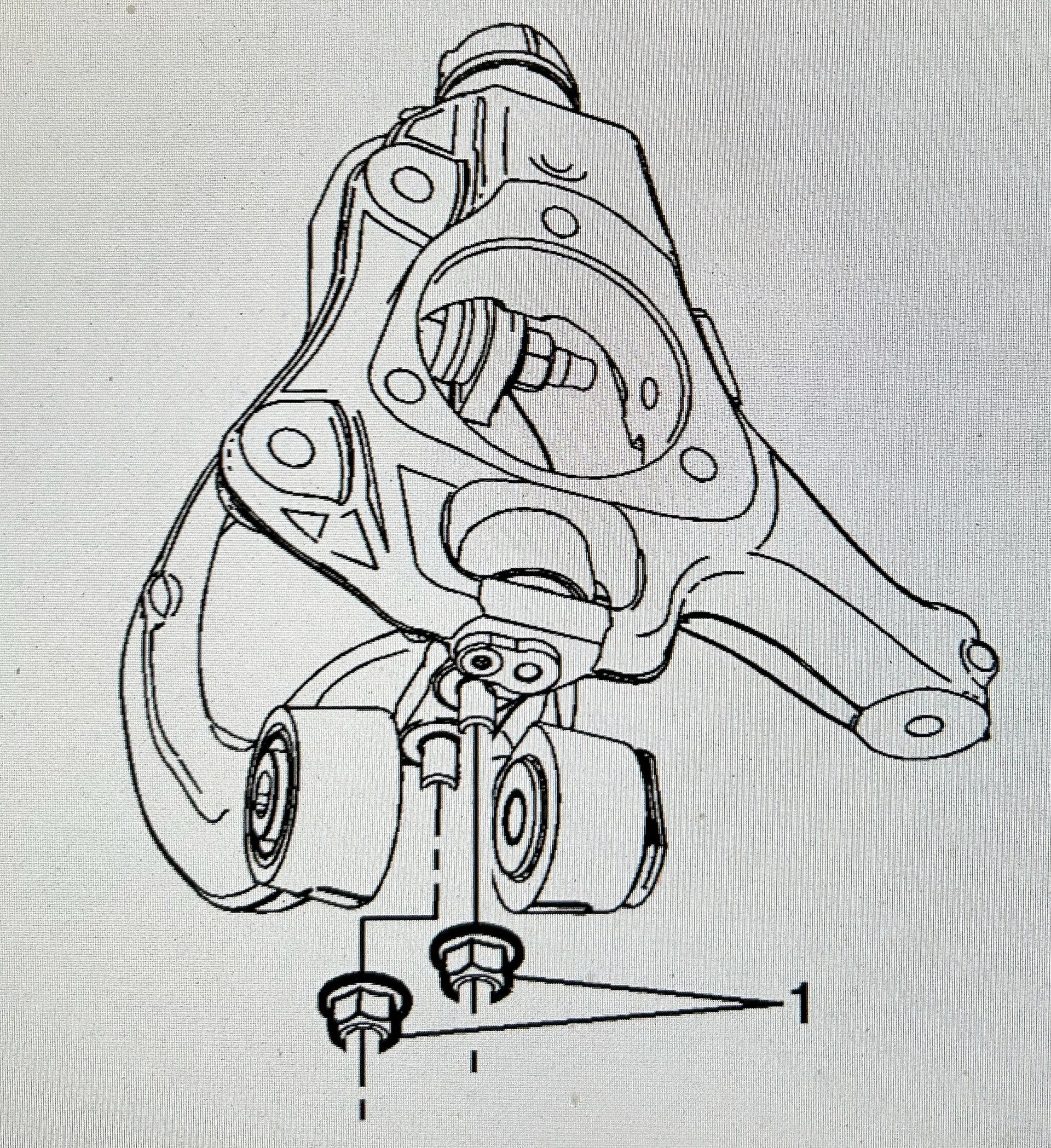 Check the kingpin bushing nuts for proper torque. If not at least 45 ft-lb., replace the bushings and nuts.