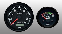 Designed for both on and off-highway vehicles as well as stationary equipment, the new line includes three 3/8” (85mm) speedometers and tachometers as well as two 1/16” (52mm) voltmeters, oil pressure, gear pressure, water temperature, oil temperature and fuel gauges. Designed for both on and off-highway vehicles as well as stationary equipment, the new line includes three 3/8” (85mm) speedometers and tachometers as well as two 1/16” (52mm) voltmeters, oil pressure, gear pressure, water temperature, oil temperature and fuel gauges.