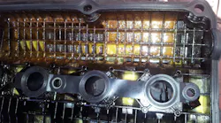 Moisture that is created inside the engine will become emulsified and mixed with the engine oil forming a familiar white sludge. This sludge can build up as engine deposits, increasing the formation of acids that can damage engine components.