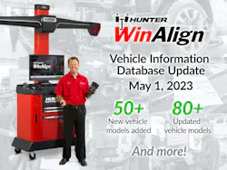 Hunter Engineering Co. has updated its alignment spec database with details for more than 50 new vehicles. Hunter Engineering Co. has updated its alignment spec database with details for more than 50 new vehicles.