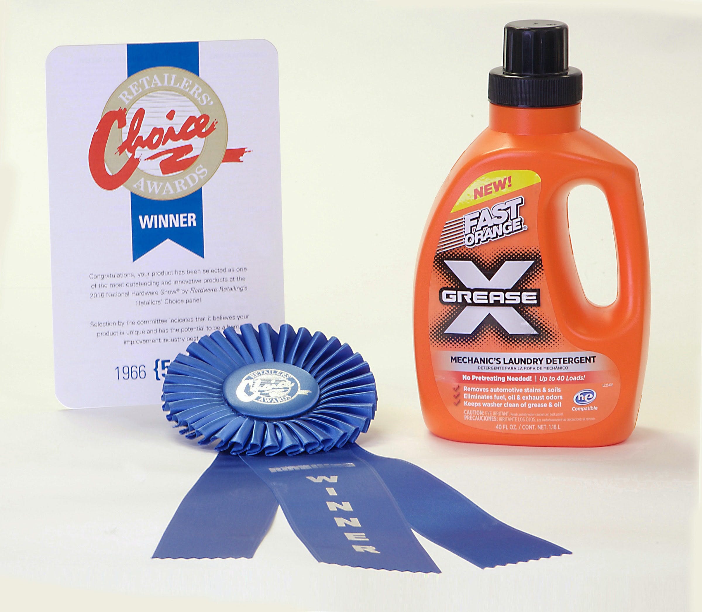 Fast Orange Grease X Mechanic’s Laundry Detergent Earns Retailers’ Choice Award 20160727