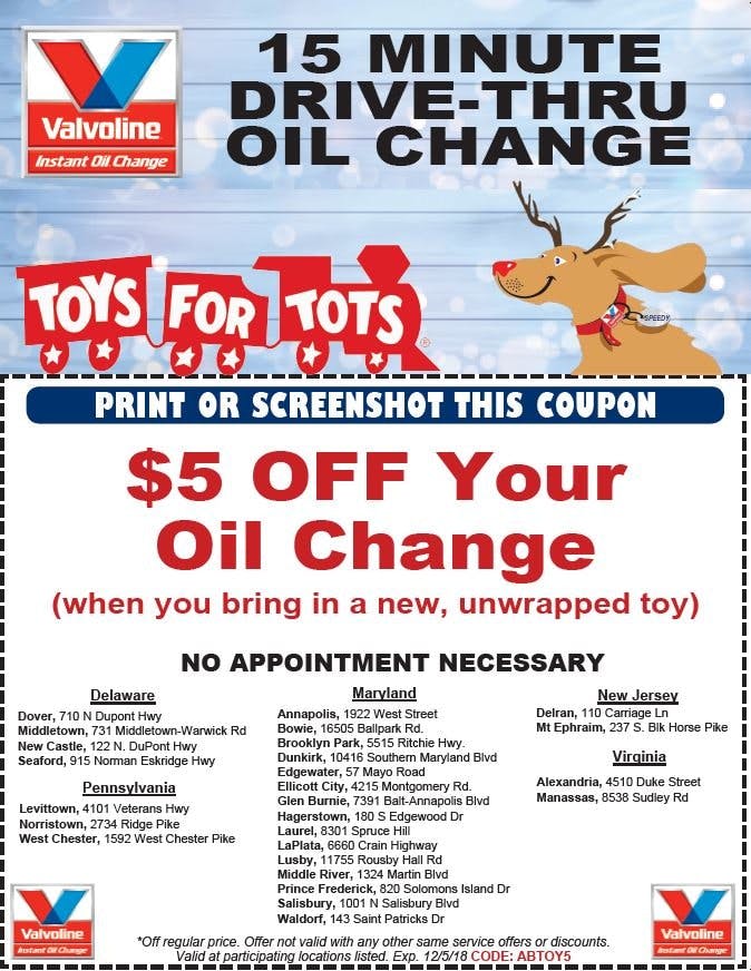 65b8270755794b001efc32b8 Valvolineinstantoilchangelocationsserveasdropoffsitesfortoysfortots