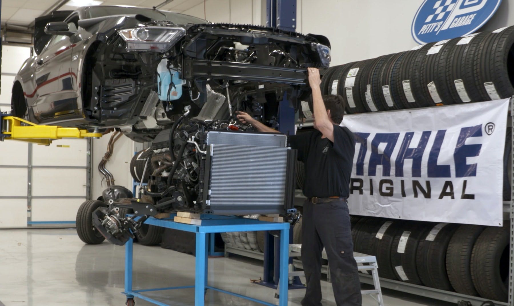 work-begins-on-mahle-ford-mustang-at-petty-s-garage