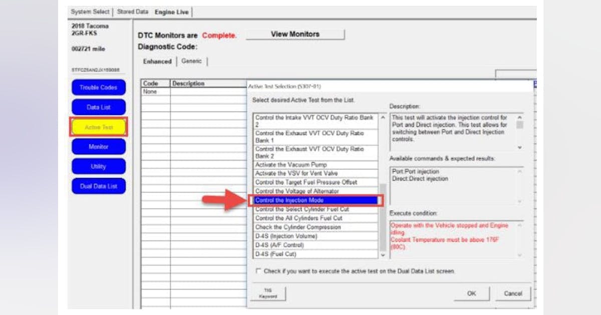 Toyota Injection Mode Test | 2019-12-10 | Vehicle Service Pros