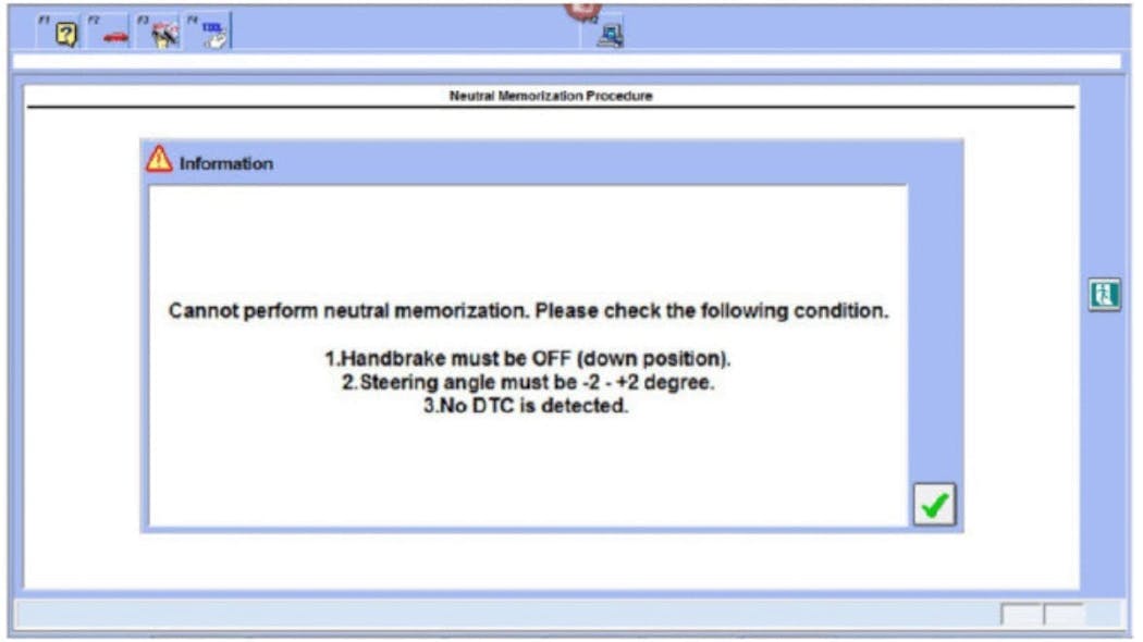 Example of an alert notifying you that neutral memorization cannot be performed.