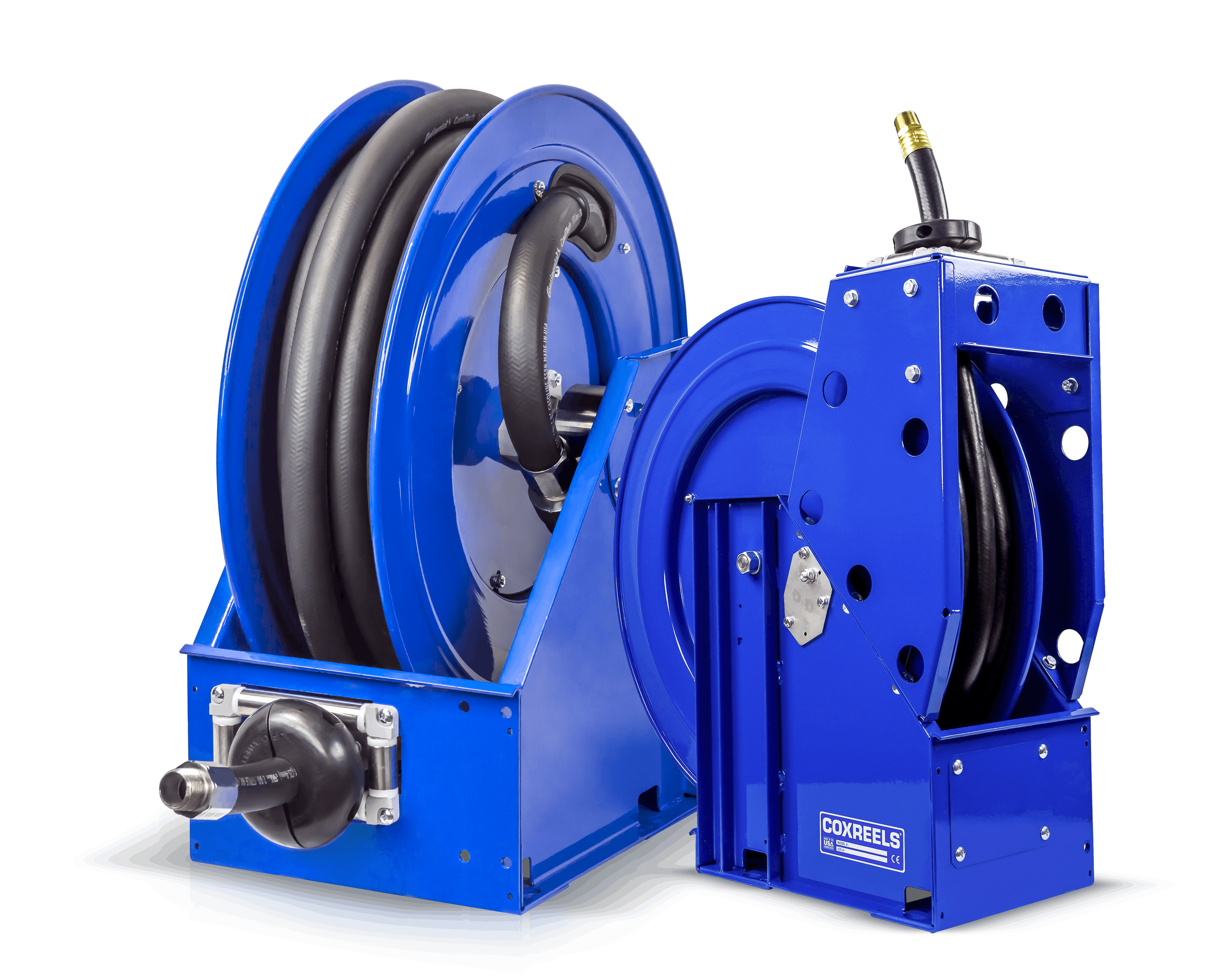 The reels are made from stainless steel rollers, dual-sintered bronze bearings, multiple axle supports and welded box frames.