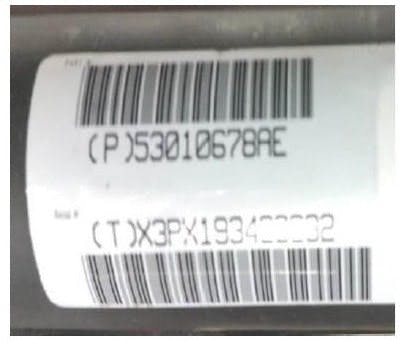 Example of the propellor shaft part number label.