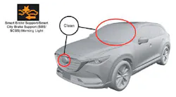 Make sure the front grille emblem and windshield are clean.
