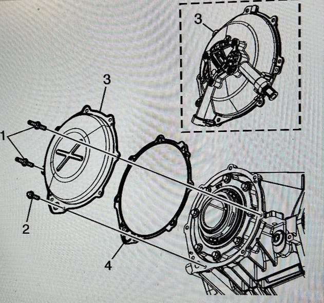 Example of the left side rear axle housing cover assembly.