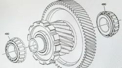 Example of the front differential drive pinion bearings 480.