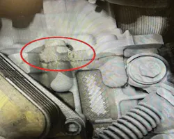 Example of an oil leak at the transmission case seam.