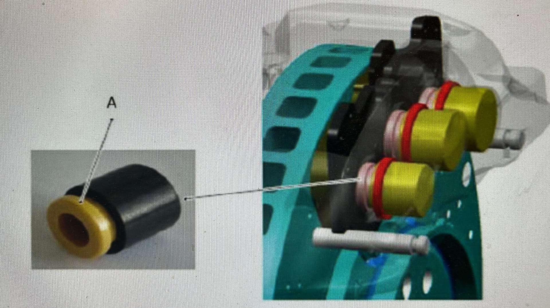 Example of the zirconium inserts featured on Audi vehicles that are equipped with ceramic brake pads.