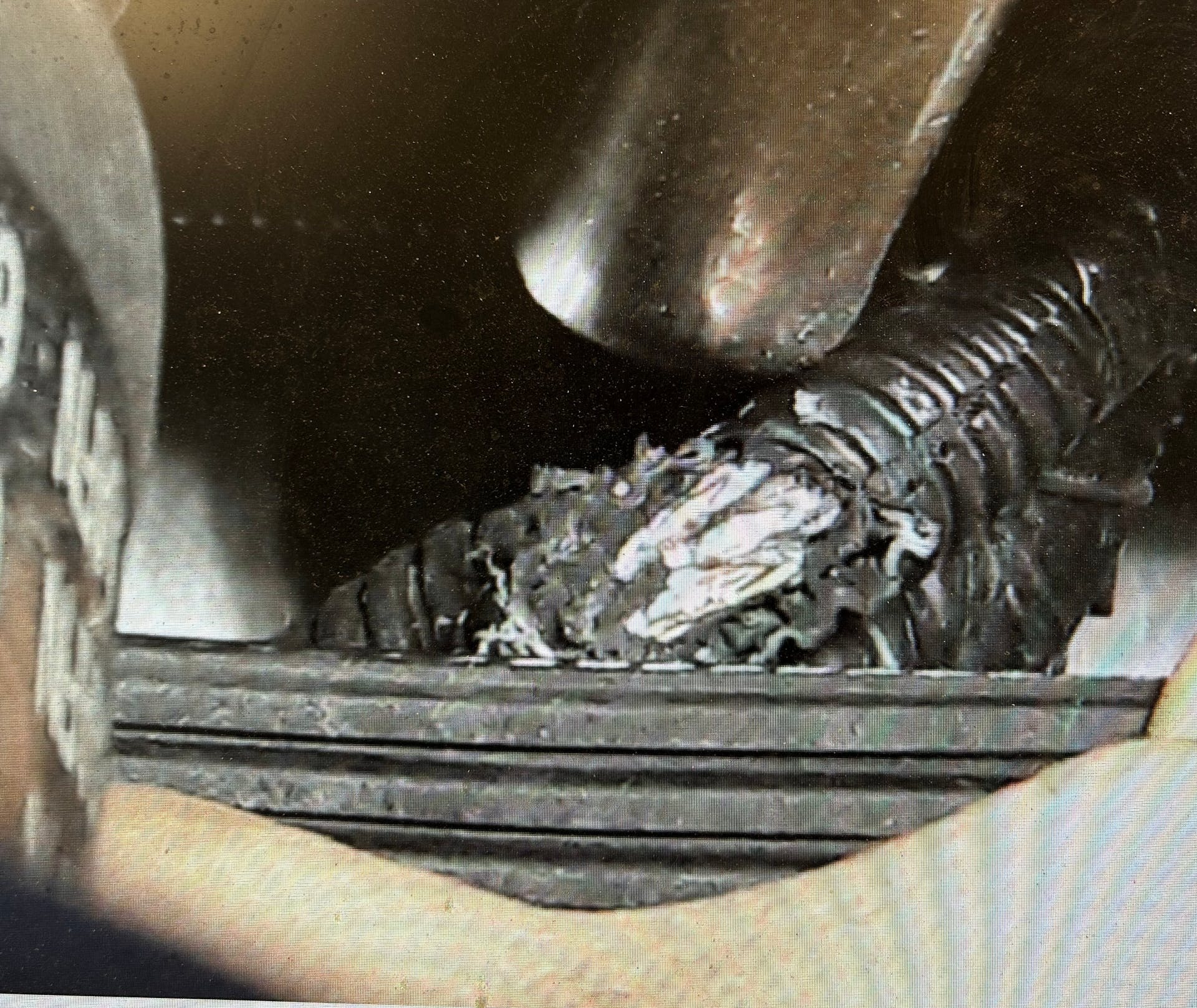 Example of damaged wiring harness caused by belt contact.