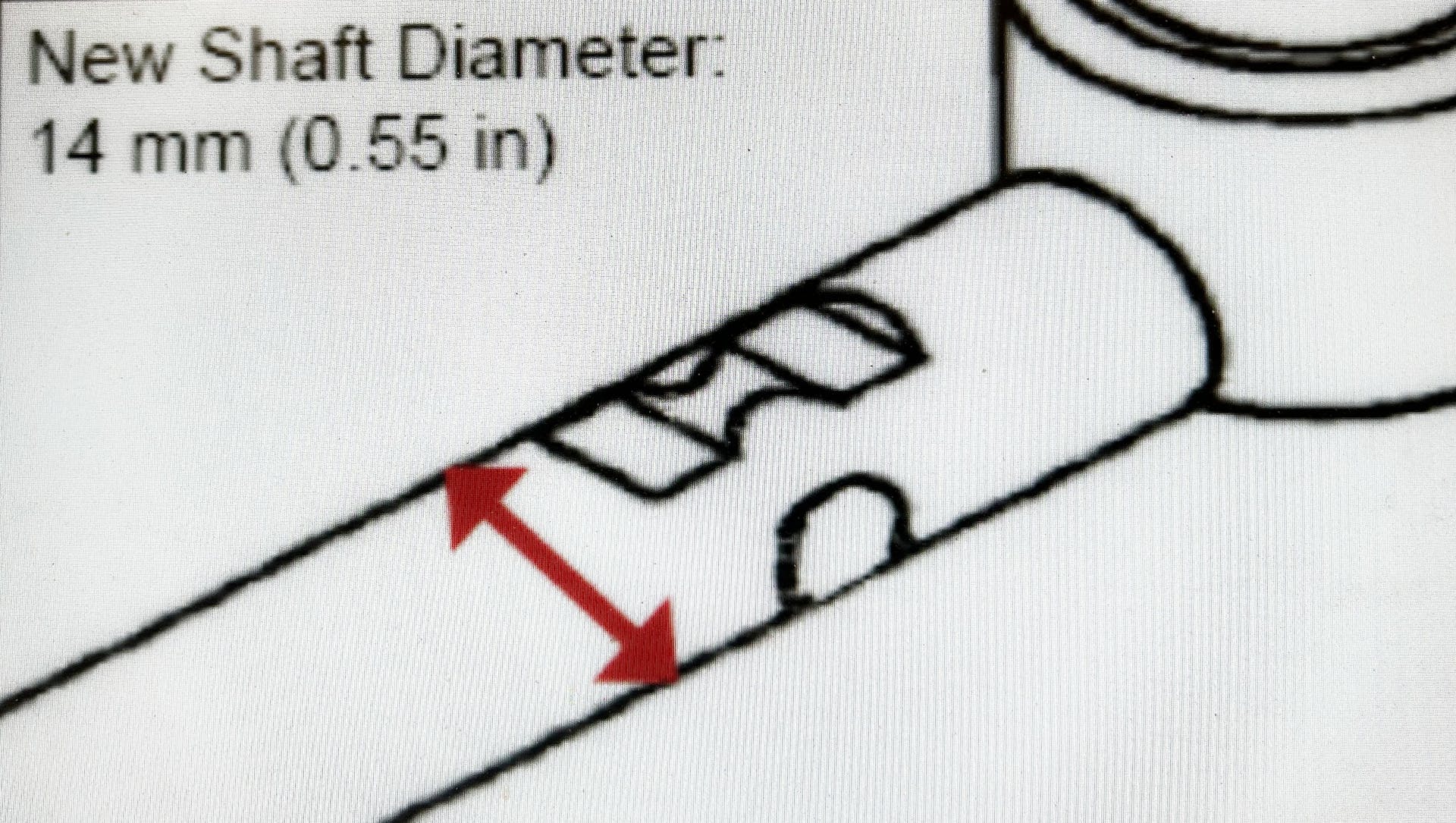 The new shaft diameter has been increased to 0.55 inch (14mm).