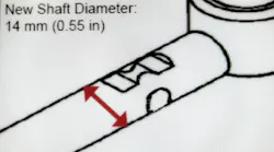 The new shaft diameter has been increased to 0.55 inch (14mm).