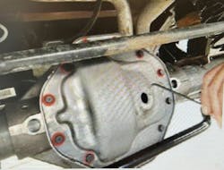 Example of bent wire to check fluid level. Example of bent wire to check fluid level.