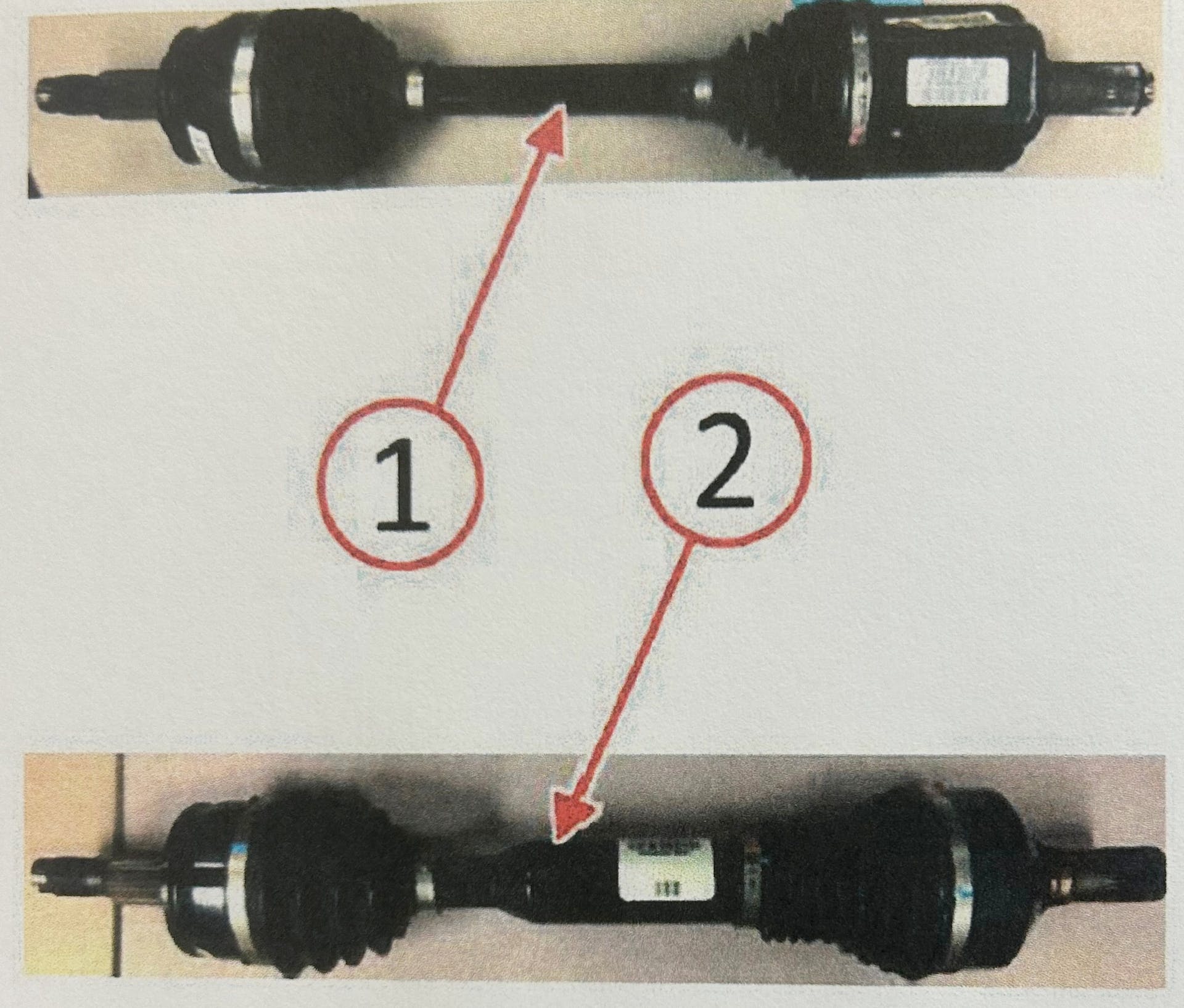 1) Example of the straight center diameter axle shaft; 2) Stepped shaft.