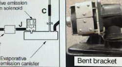Note the example of a bent solenoid bracket (right).